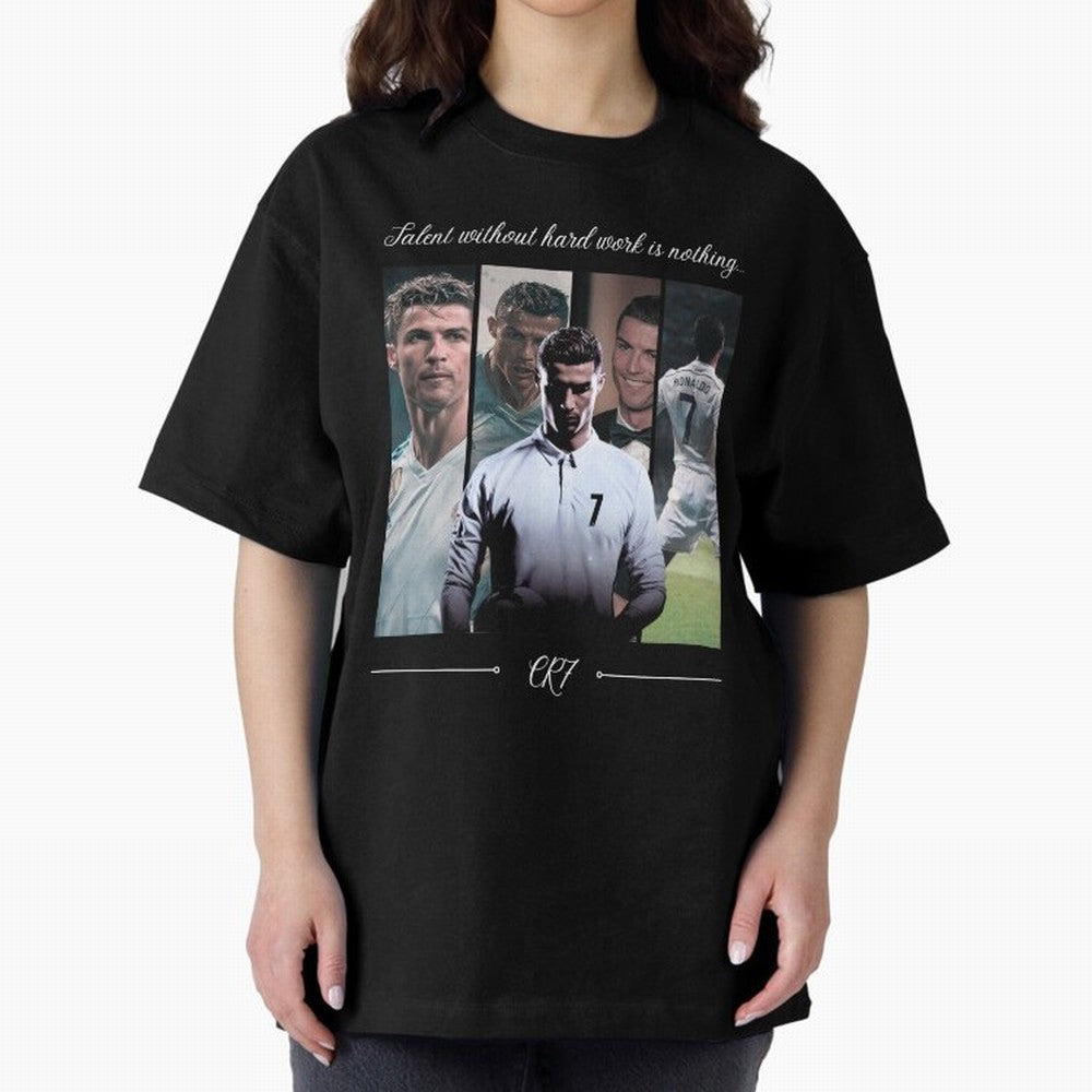 Ronaldo CR7 Oversized T-Shirt Fuel Match Day Hype around FIFA World Cup 2026, Messi, Portugal, Spain and Germany, Global Supporter Spirit, Legendary Goals, National Colors and Tournament Celebration; Great for Watch Parties, Sports Bars, Family