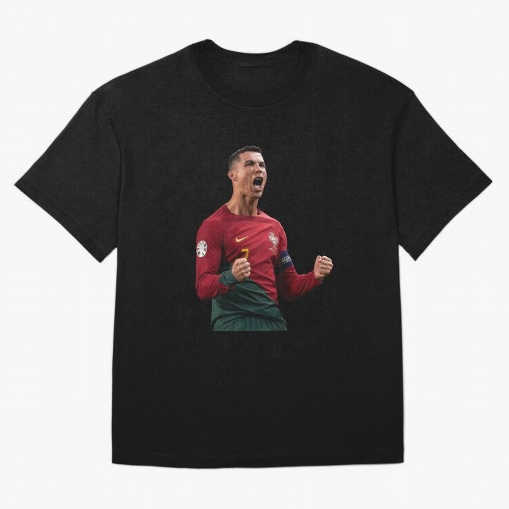 Cristiano Ronaldo T-Shirt Oversized T-Shirt Celebrate Fan Culture around Match Day Hype around FIFA World Cup 2026 Group Stage, Cristiano Ronaldo, Argentina, France and Brazil, Classic Soccer Heritage, Championship Pressure, Fan Loyalty and