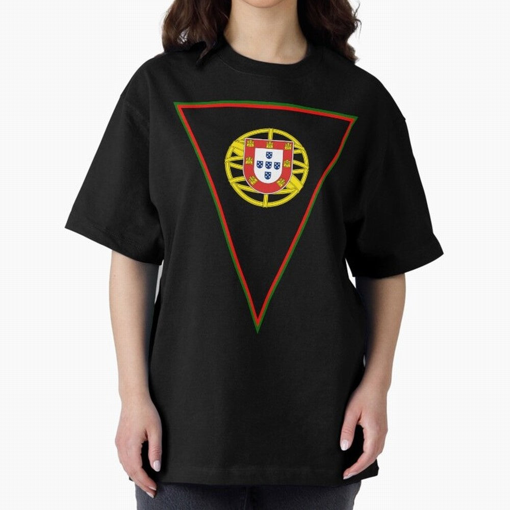 Portugal Flag & Coat of arms Oversized T-Shirt Capture FIFA World Cup 2026 Group Stage Highlighting Cristiano Ronaldo, Portugal, Spain and Germany Energy, Championship Spirit, Famous Goals, Roaring Crowds and International Football Unity; Great for