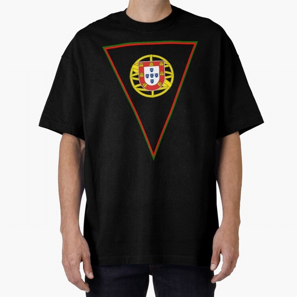 Portugal Flag & Coat of arms Oversized T-Shirt Capture FIFA World Cup 2026 Group Stage Highlighting Cristiano Ronaldo, Portugal, Spain and Germany Energy, Championship Spirit, Famous Goals, Roaring Crowds and International Football Unity; Great for