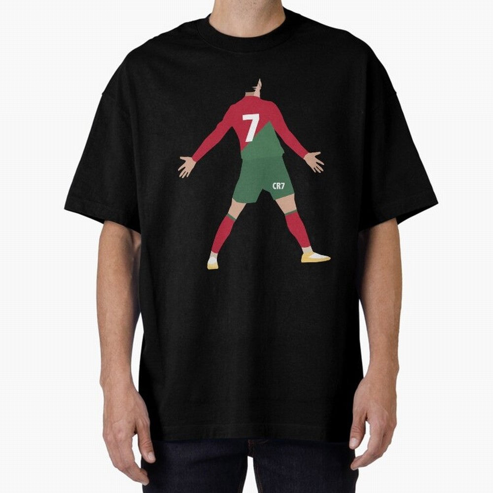 Cristiano Ronaldo illustration Oversized T-Shirt Honor Football Greatness during Global Football Passion for FIFA World Cup 2026 Group Stage, Made for Haaland, Brazil, Football Festival Excitement, Trophy Ambitions, Country Rivalries and Star