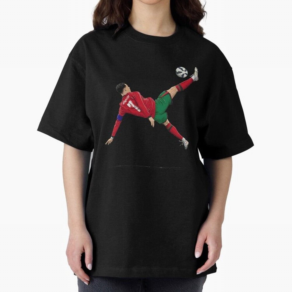 Ronaldo 910 Goal Bicycle Kick Oversized T-Shirt Back Your Heroes with Match Day Hype around FIFA World Cup 2026 Group Stage, CR7 and Messi, England and Germany, Tournament Hype, Historic Matchups, Family Viewing Parties and Global Sports Pride;