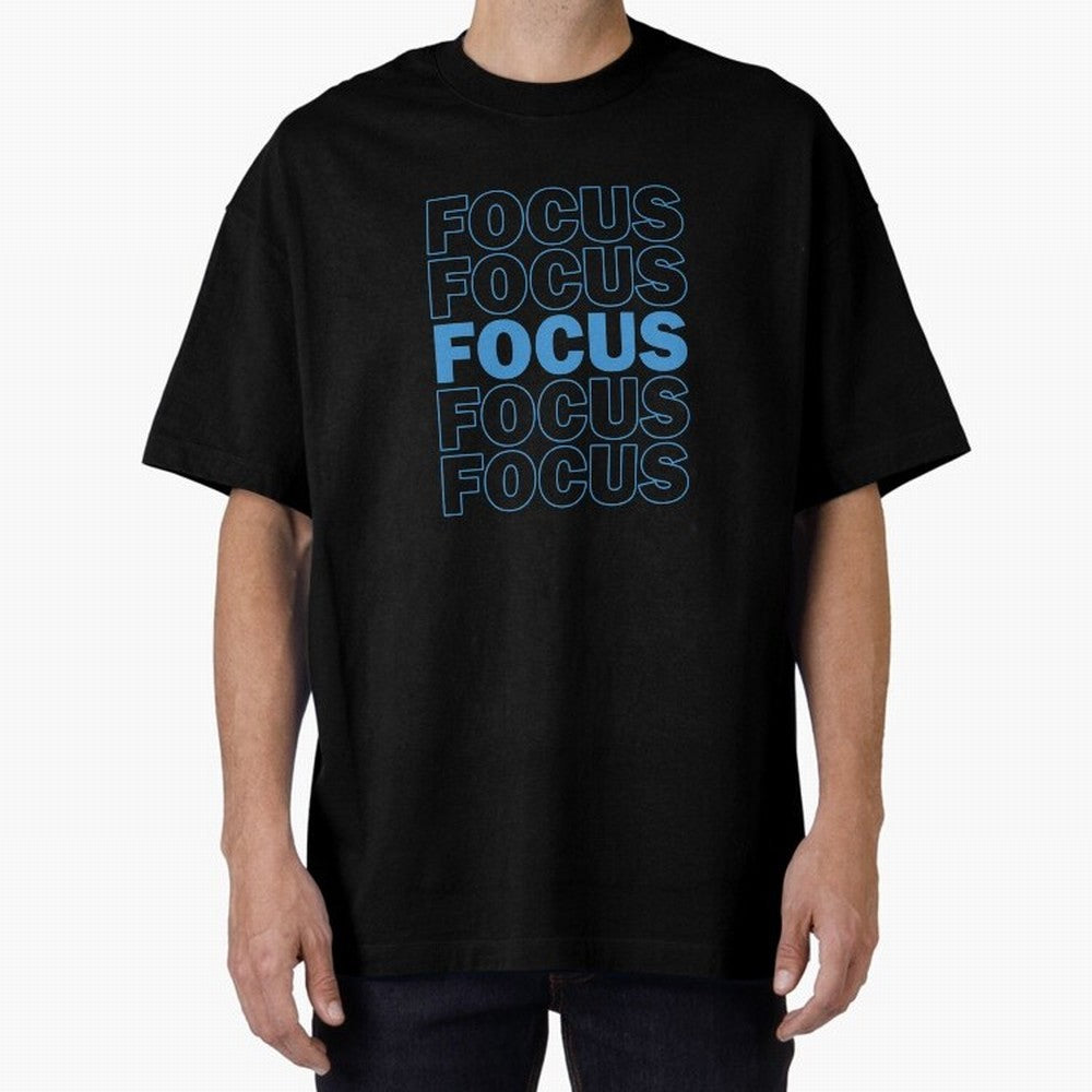 Focus Focus Focus (Blue) Oversized T-Shirt Elevate FIFA World Cup 2026 for Fans of Haaland and France, Bringing Vintage Soccer Flavor, Modern Football Stars, National Flags and Final Night Emotion; Ideal for Fans Who Follow Messi, Cristiano