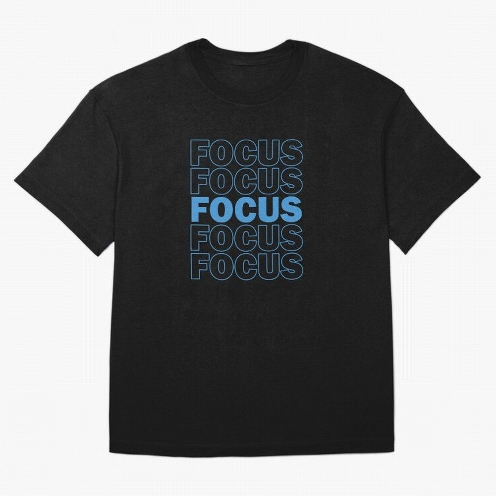 Focus Focus Focus (Blue) Oversized T-Shirt Elevate FIFA World Cup 2026 for Fans of Haaland and France, Bringing Vintage Soccer Flavor, Modern Football Stars, National Flags and Final Night Emotion; Ideal for Fans Who Follow Messi, Cristiano