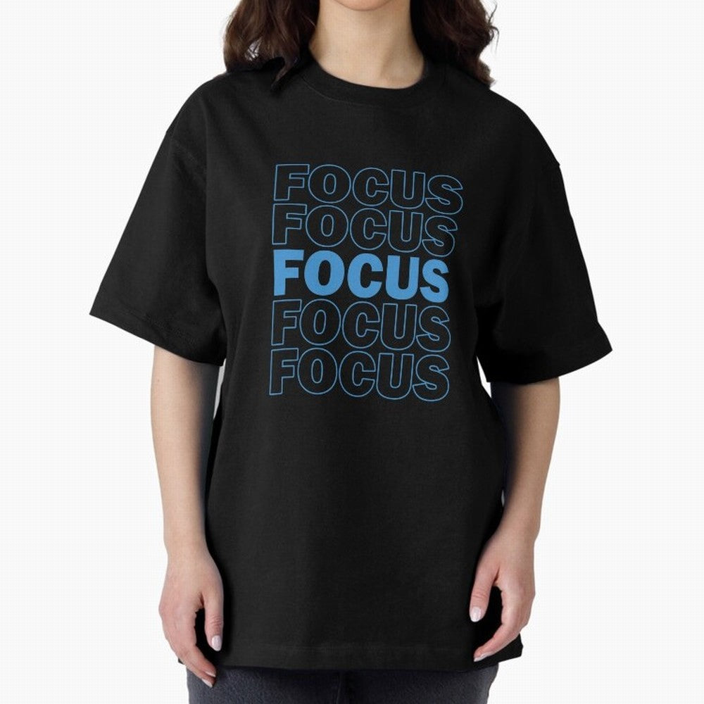 Focus Focus Focus (Blue) Oversized T-Shirt Elevate FIFA World Cup 2026 for Fans of Haaland and France, Bringing Vintage Soccer Flavor, Modern Football Stars, National Flags and Final Night Emotion; Ideal for Fans Who Follow Messi, Cristiano