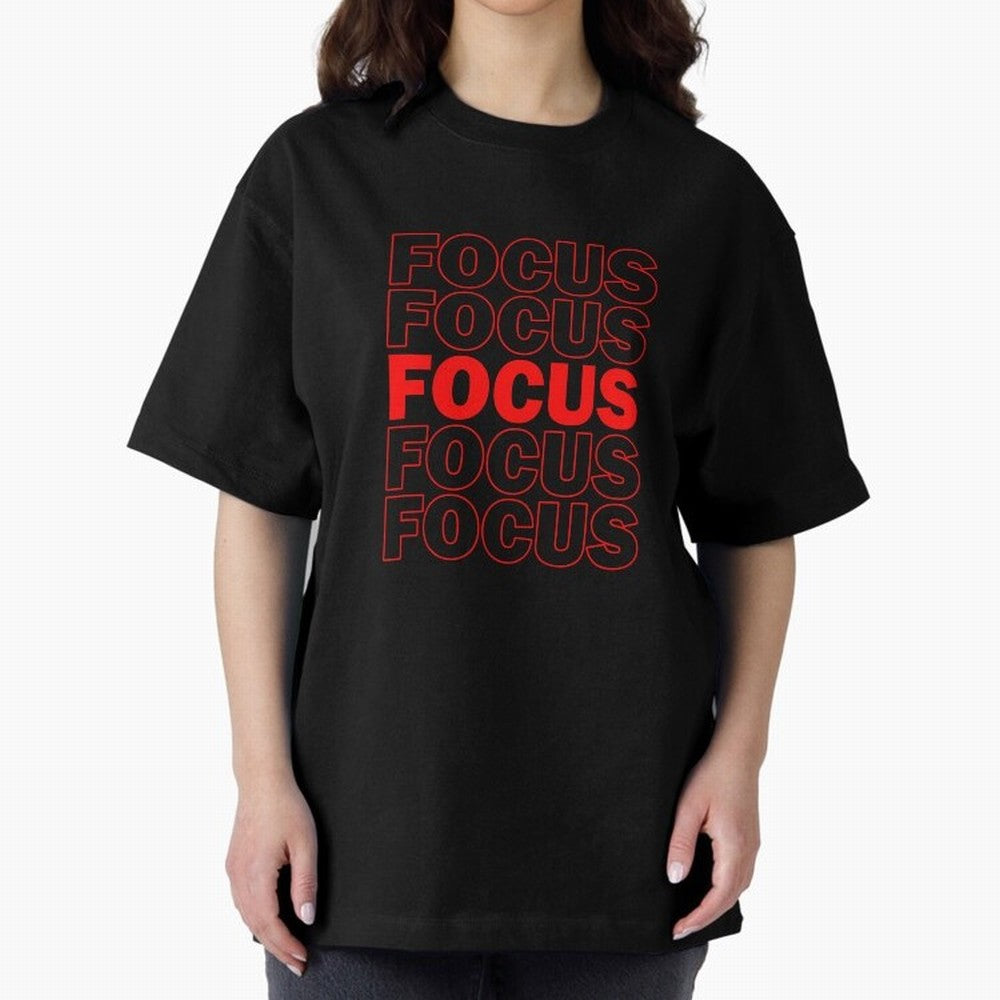 Focus Focus Focus (Red) Oversized T-Shirt Bring Retro Soccer Energy to FIFA World Cup 2026 USA Canada Mexico for Fans of Messi, CR7 and Mbappe and Germany, Bringing Worldwide Fan Energy, Dramatic Goals, Stadium Lights and Championship Celebrations;
