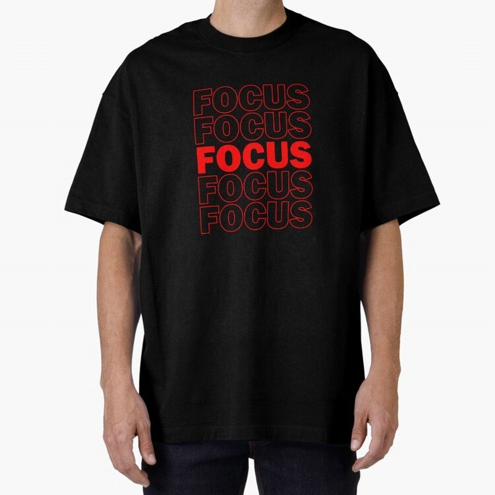 Focus Focus Focus (Red) Oversized T-Shirt Bring Retro Soccer Energy to FIFA World Cup 2026 USA Canada Mexico for Fans of Messi, CR7 and Mbappe and Germany, Bringing Worldwide Fan Energy, Dramatic Goals, Stadium Lights and Championship Celebrations;