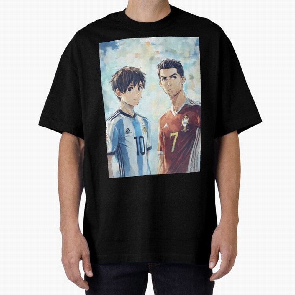 Lionel Messi and Cristiano Ronaldo Oversized T-Shirt Celebrate Global Passion for FIFA World Cup 2026 USA Canada Mexico Centered on Messi and Cristiano Ronaldo, Brazil Energy, Classic Soccer Heritage, Championship Pressure, Fan Loyalty and