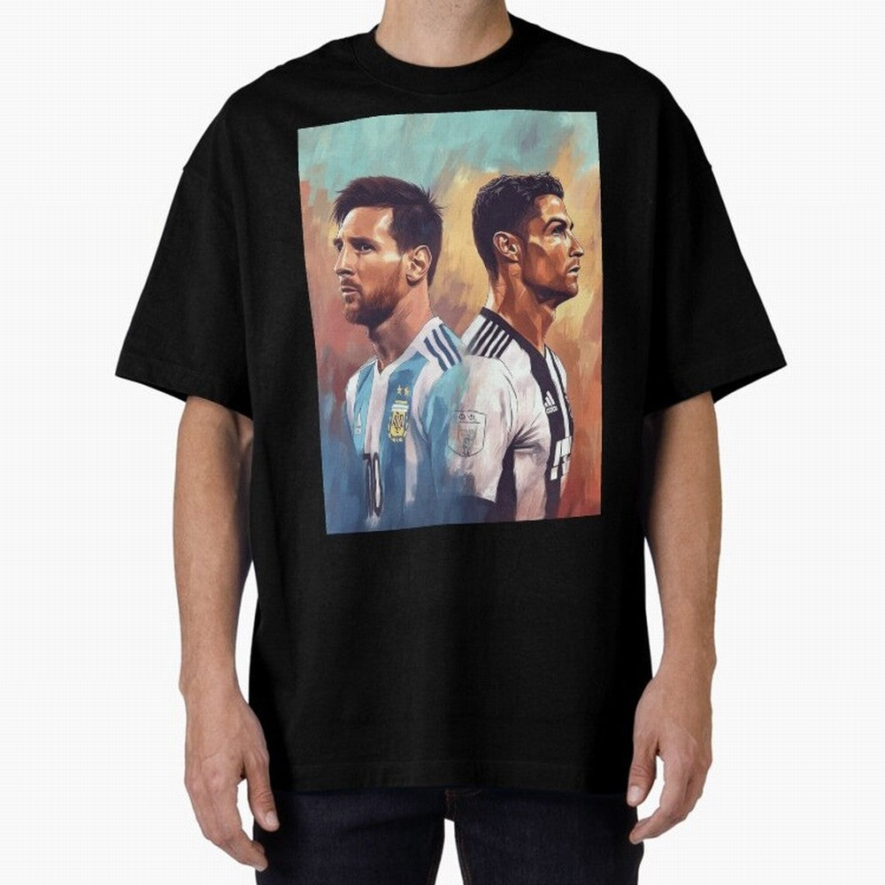 Lionel Messi and Cristiano Ronaldo Oversized T-Shirt Join Supporters Worldwide for FIFA World Cup 2026 Centered on Mbappe, France Energy, Stadium Memories, Football Loyalty, International Chants and Championship Tradition; Perfect for Supporters