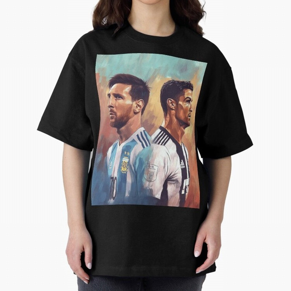Lionel Messi and Cristiano Ronaldo Oversized T-Shirt Join Supporters Worldwide for FIFA World Cup 2026 Centered on Mbappe, France Energy, Stadium Memories, Football Loyalty, International Chants and Championship Tradition; Perfect for Supporters