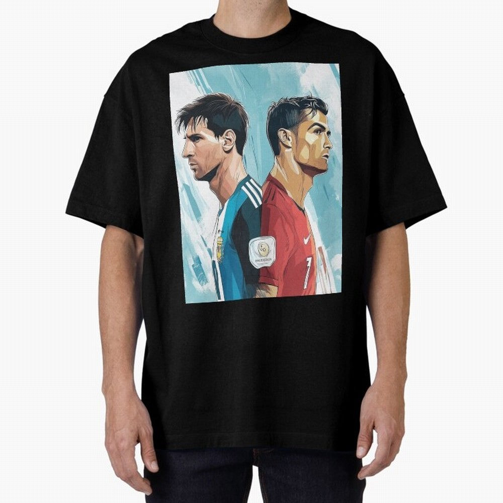 Lionel Messi and Cristiano Ronaldo Oversized T-Shirt Feel the Trophy Chase of the FIFA World Cup 2026 Journey through Haaland Highlights, Brazil Pride, Football Passion, Legendary Performances, Festival Vibes and Supporter Community; Ideal for