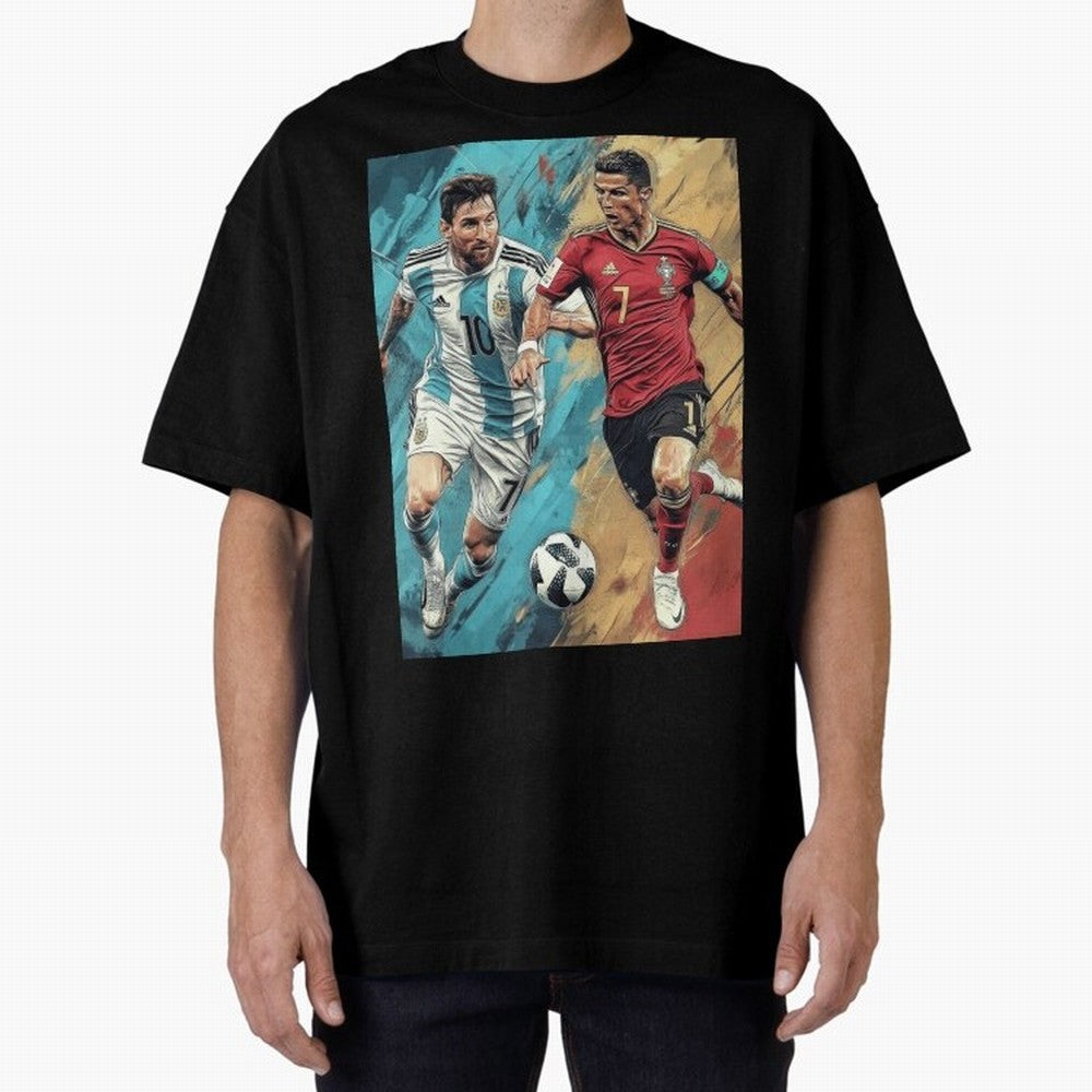 Lionel Messi and Cristiano Ronaldo Oversized T-Shirt Honor the Beautiful Game during FIFA World Cup 2026 Spirit, Made for Argentina and Brazil, Messi and Cristiano Ronaldo, Match Day Excitement, Supporter Culture, Golden Goals and Global Football