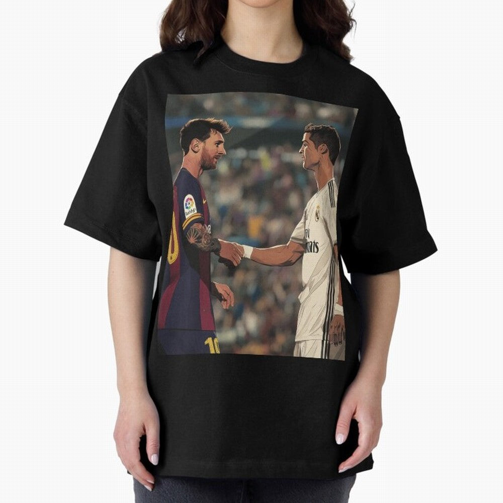 Lionel Messi and Cristiano Ronaldo Oversized T-Shirt Celebrate Every Goal in FIFA World Cup 2026 Group Stage Featuring Neymar, Haaland and Cristiano Ronaldo, Spain and Netherlands Energy, Global Supporter Spirit, Legendary Goals, National Colors