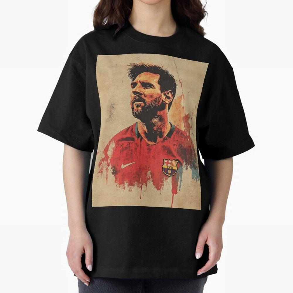 Lionel Messi Oversized T-Shirt Celebrate Unforgettable Nights in FIFA World Cup 2026 Group Stage Spirit, Highlighting Argentina, Messi and Cristiano Ronaldo, Global Supporter Spirit, Legendary Goals, National Colors and Tournament Celebration;