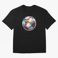 Football Soccer Ball Watercolor Illustration Drawing (Gray Blue BG) Oversized T-Shirt Feel the Trophy Chase of Global Football Passion for FIFA World Cup 2026 Group Stage, Inspired by CR7, England and Germany, Vintage Soccer Flavor, Modern Football