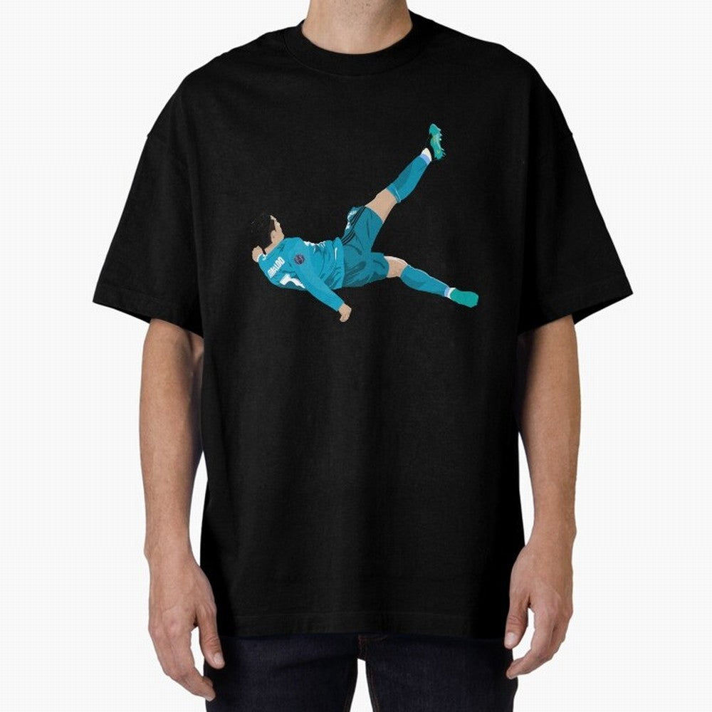 Cristiano Ronaldo Bicycle Kick Oversized T-Shirt Show Love for Legendary Goals in Match Day Hype around FIFA World Cup 2026, CR7, France and Portugal, Game Day Rituals, Football Legends, Country Pride and the Road to the Final; Made for Collectors