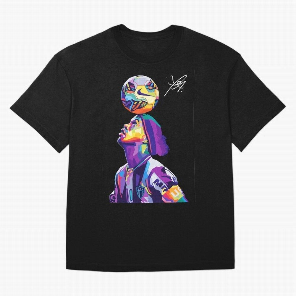 Ronaldinho Wpap Pop Art Oversized T-Shirt Show Championship Spirit for FIFA World Cup 2026 USA Canada Mexico for Fans of Messi and Cristiano Ronaldo and Portugal, Spain and Germany, Bringing Football Festival Excitement, Trophy Ambitions, Country