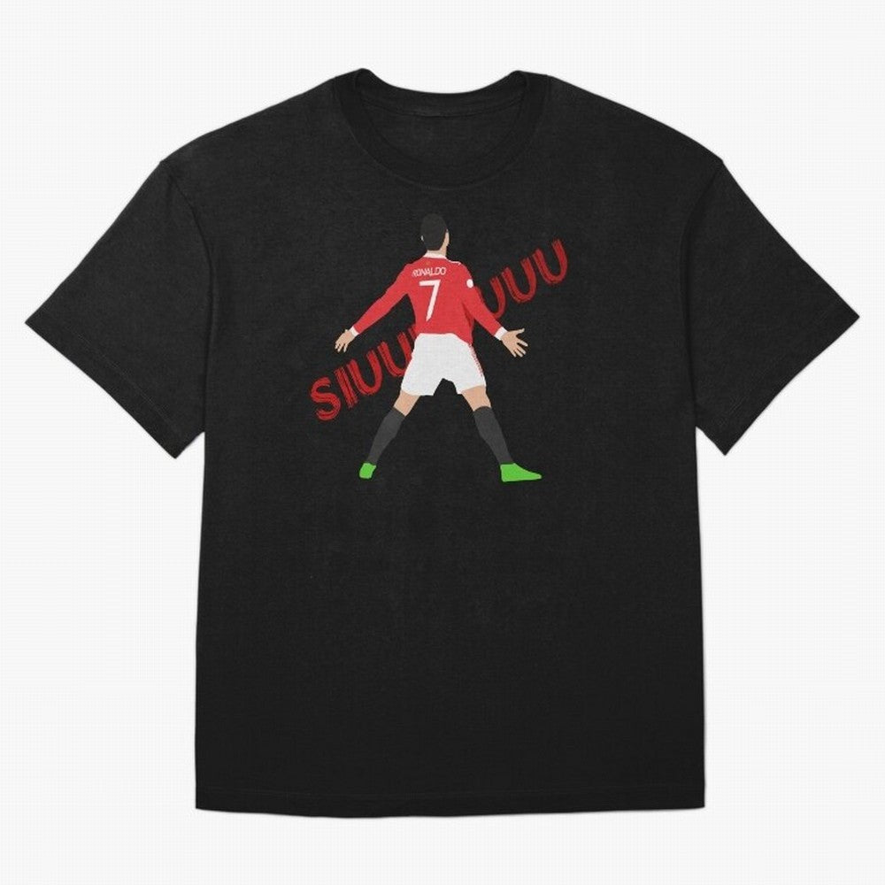 Cristano Ronaldo Celebration Block Art SIUUUU with text Oversized T-Shirt Share FIFA World Cup 2026 Group Stage for Fans of Messi, Neymar and Mbappe and France, Bringing Championship Spirit, Famous Goals, Roaring Crowds and International Football