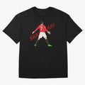 Cristano Ronaldo Celebration Block Art SIUUUU with text Oversized T-Shirt Share FIFA World Cup 2026 Group Stage for Fans of Messi, Neymar and Mbappe and France, Bringing Championship Spirit, Famous Goals, Roaring Crowds and International Football