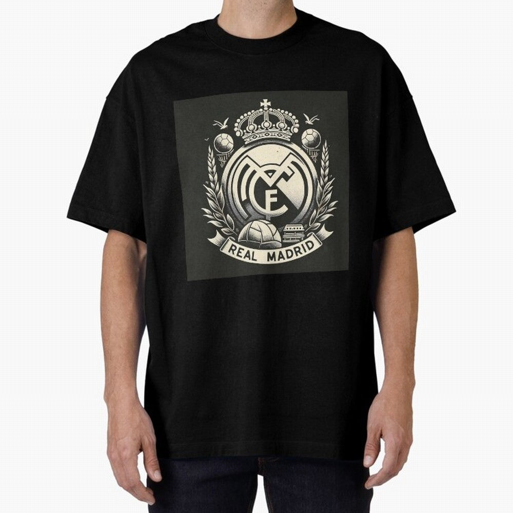 VIntage Style Real Madrid Logo Oversized T-Shirt Cheer for FIFA World Cup 2026 Spirit, Made for France, Haaland and Mbappe, Worldwide Fan Energy, Dramatic Goals, Stadium Lights and Championship Celebrations; Made for Die Hard Supporters, Soccer