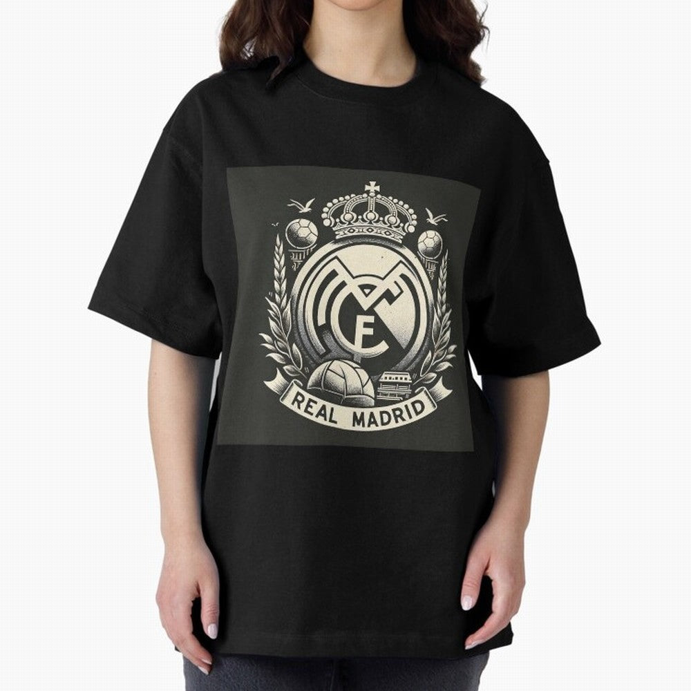 VIntage Style Real Madrid Logo Oversized T-Shirt Cheer for FIFA World Cup 2026 Spirit, Made for France, Haaland and Mbappe, Worldwide Fan Energy, Dramatic Goals, Stadium Lights and Championship Celebrations; Made for Die Hard Supporters, Soccer