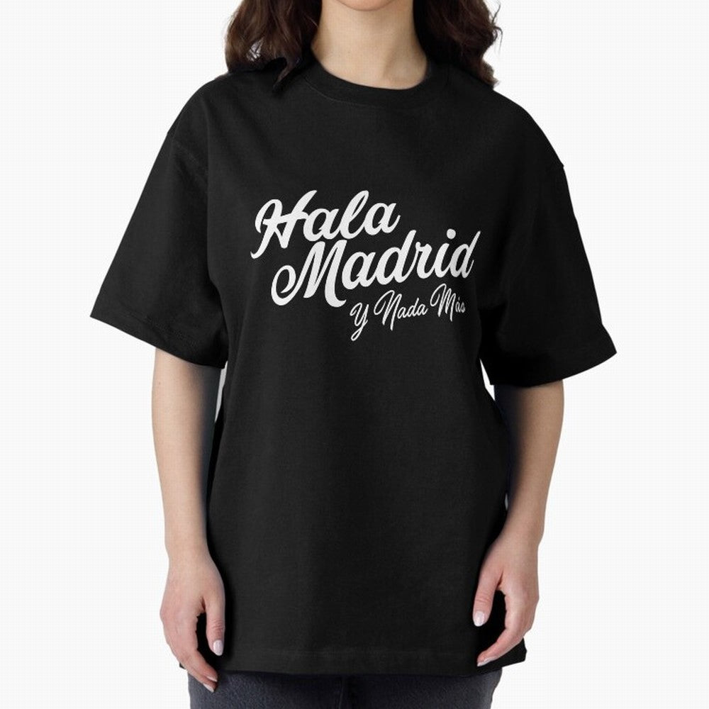 HALA MADRID Oversized T-Shirt Show Up for the Glory of FIFA World Cup 2026 USA Canada Mexico Spirit, with Brazil, Portugal and Argentina, Haaland and Mbappe, Vintage Soccer Flavor, Modern Football Stars, National Flags and Final Night Emotion;