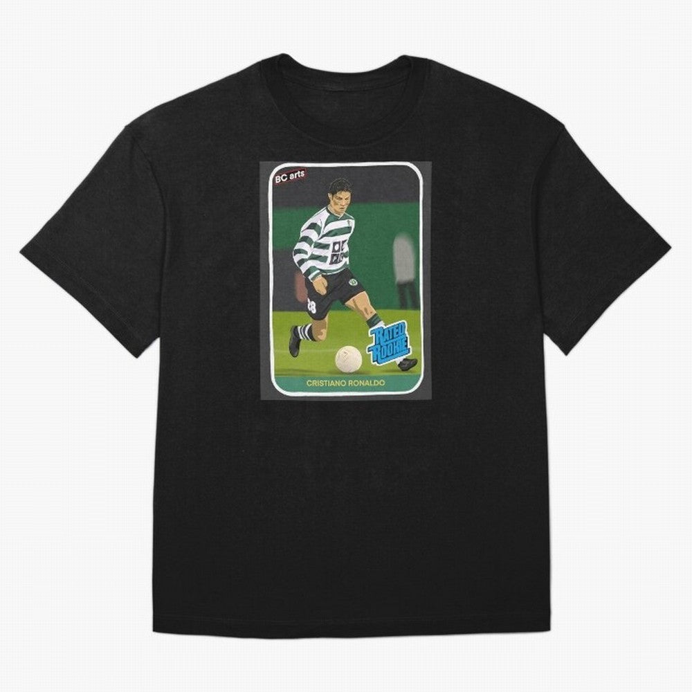 Sporting Lisbon Cristiano Ronaldo Rookie Card Artwork Oversized T-Shirt Experience the FIFA World Cup 2026 USA Canada Mexico Journey through Mbappe and Neymar Highlights, Germany Pride, Supporter Pride, Iconic Celebrations, Legendary Names and