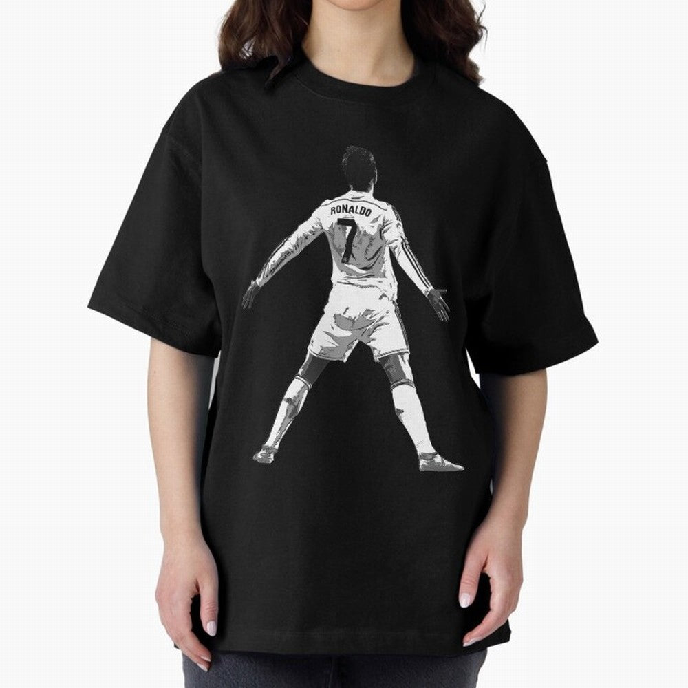 CR7 Cristiano Ronaldo Artwork - Pop Art Style Oversized T-Shirt Celebrate Golden Goal Energy in Global Football Passion for FIFA World Cup 2026, Highlighting Mbappe, Spain and Netherlands, Retro Football Energy, Iconic Rivalries, Trophy Chase Drama