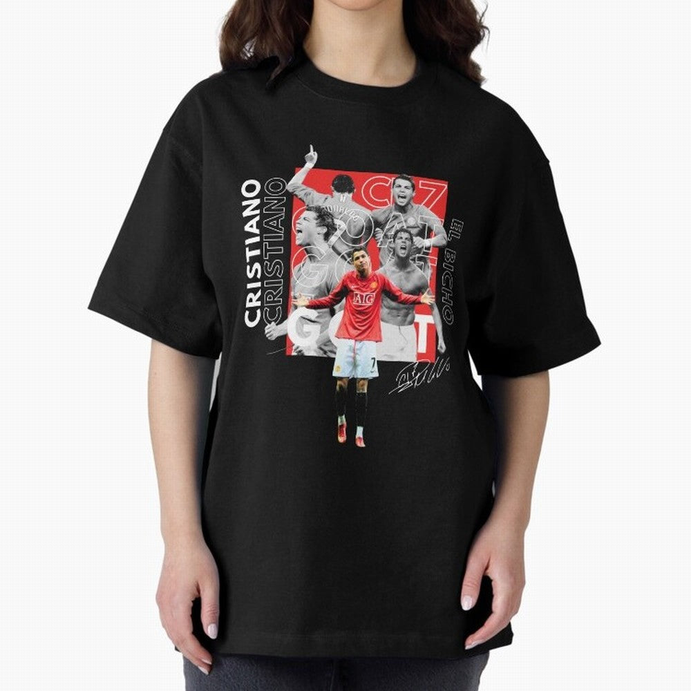 Cristiano Ronaldo CR7 Oversized T-Shirt Relive FIFA World Cup 2026 Group Stage Featuring Neymar, Haaland and Cristiano Ronaldo, France Energy, Championship Spirit, Famous Goals, Roaring Crowds and International Football Unity; Great for Supporters