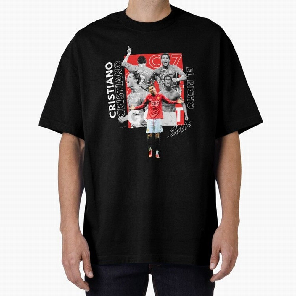 Cristiano Ronaldo CR7 Oversized T-Shirt Relive FIFA World Cup 2026 Group Stage Featuring Neymar, Haaland and Cristiano Ronaldo, France Energy, Championship Spirit, Famous Goals, Roaring Crowds and International Football Unity; Great for Supporters