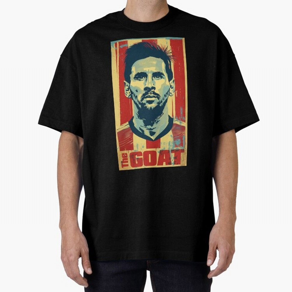 Messi The GOAT Graphic poster design Oversized T-Shirt Bring Trophy Dreams to FIFA World Cup 2026 USA Canada Mexico for Fans of Mbappe and Germany, Bringing Champion Mindset, Group Stage Buzz, Knockout Tension and Passionate Fan Culture; Perfect