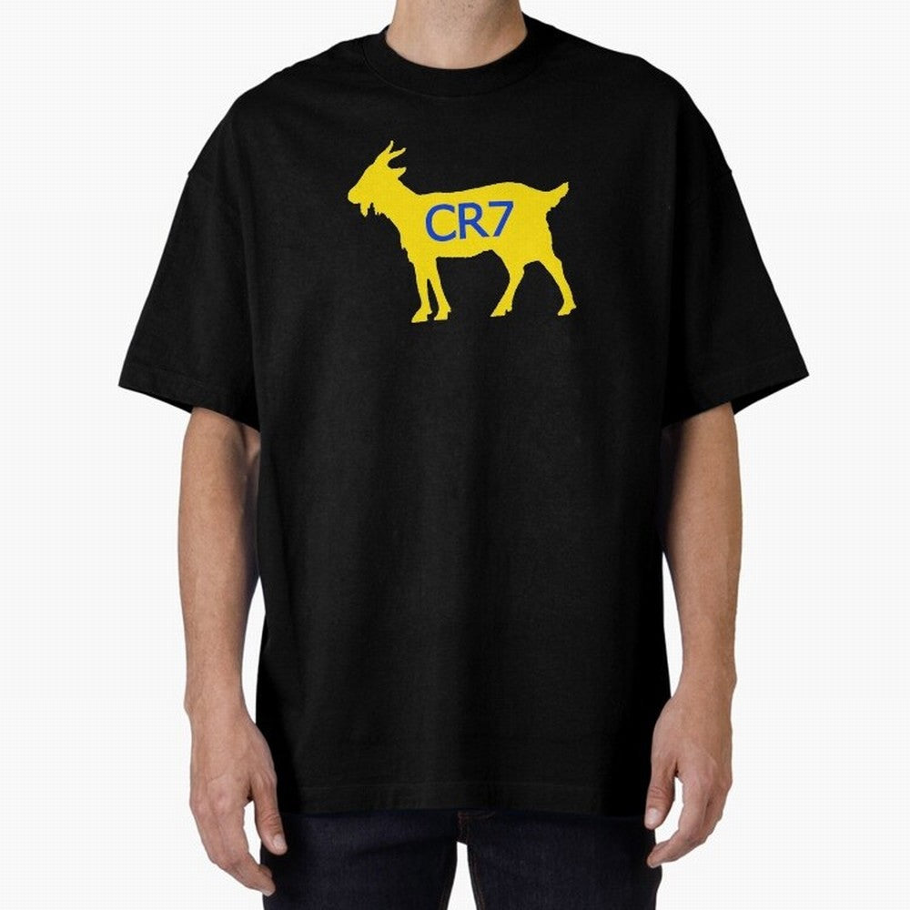 CR7 GOAT Yellow Al Nassr Oversized T-Shirt Honor Champions and Dreams in Match Day Hype around FIFA World Cup 2026, Messi, England and Germany, Vintage Soccer Flavor, Modern Football Stars, National Flags and Final Night Emotion; Perfect for