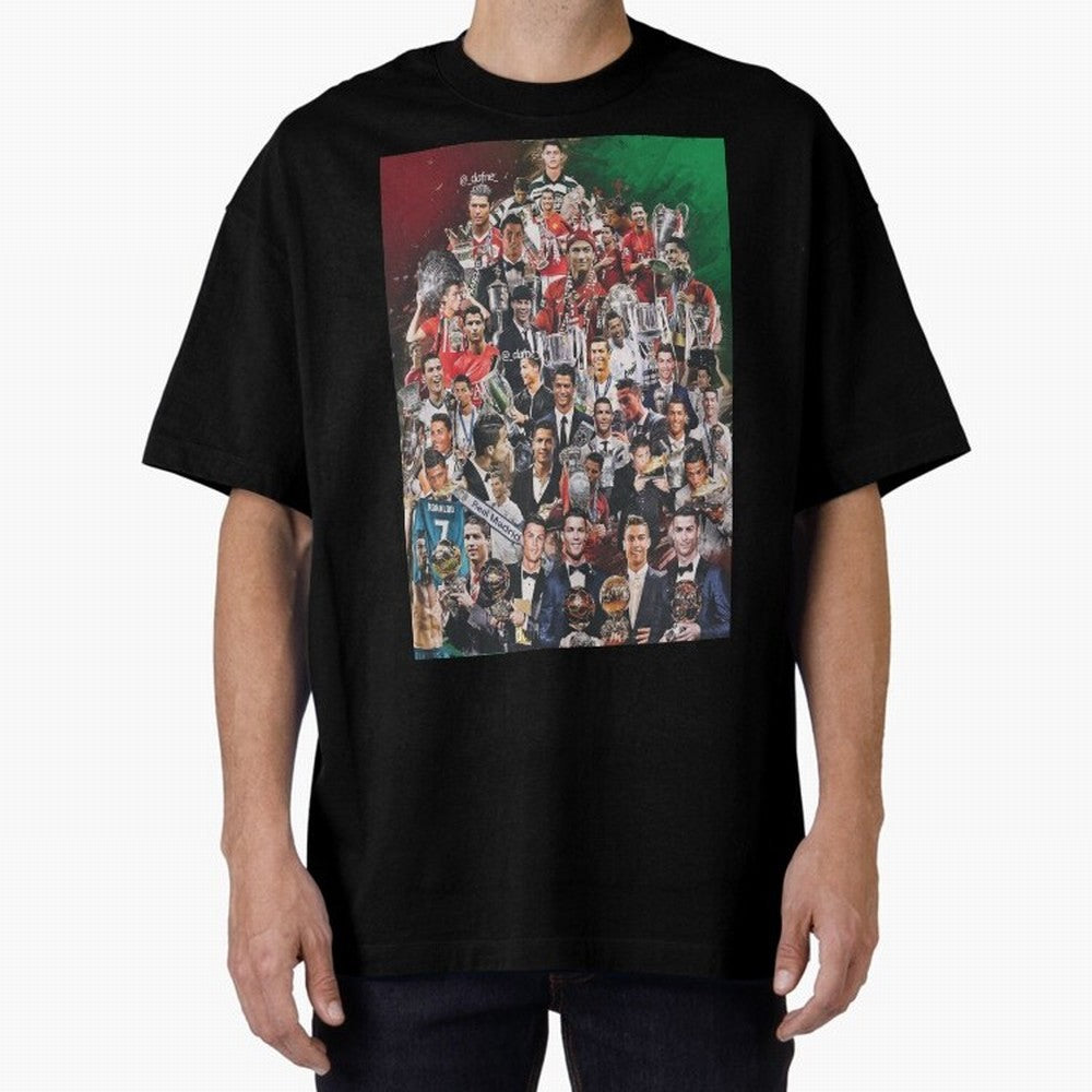 Cristiano Ronaldo (5th Ballon D'Or) Oversized T-Shirt Stand with Global Football Passion for FIFA World Cup 2026 USA Canada Mexico, Capturing Messi, Spain and Netherlands, Soccer Culture, Superstar Moments, National Team Dreams and Competitive