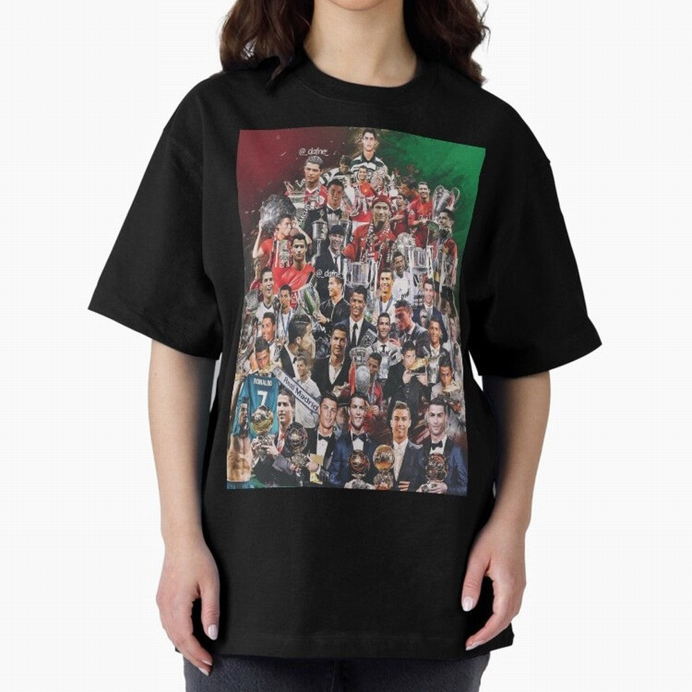 Cristiano Ronaldo (5th Ballon D'Or) Oversized T-Shirt Stand with Global Football Passion for FIFA World Cup 2026 USA Canada Mexico, Capturing Messi, Spain and Netherlands, Soccer Culture, Superstar Moments, National Team Dreams and Competitive