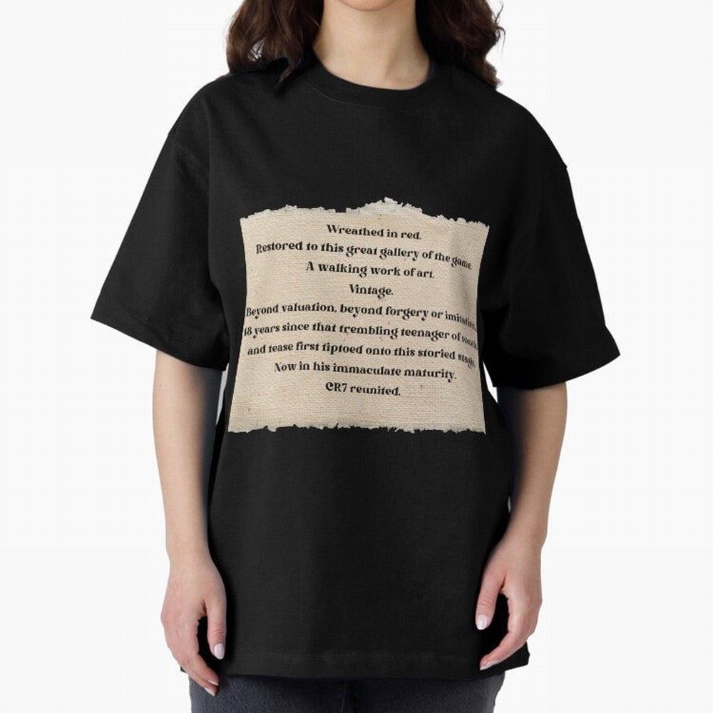 Cristiano Ronaldo Peter Drury Oversized T-Shirt Feel the Trophy Chase of Global Football Passion for FIFA World Cup 2026, Inspired by CR7 and Messi, France, Stadium Chants, National Pride, Trophy Dreams and Unforgettable Football Memories; Made for