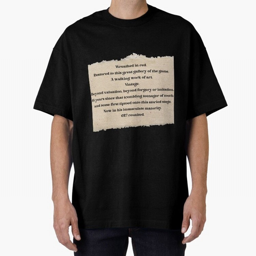 Cristiano Ronaldo Peter Drury Oversized T-Shirt Feel the Trophy Chase of Global Football Passion for FIFA World Cup 2026, Inspired by CR7 and Messi, France, Stadium Chants, National Pride, Trophy Dreams and Unforgettable Football Memories; Made for