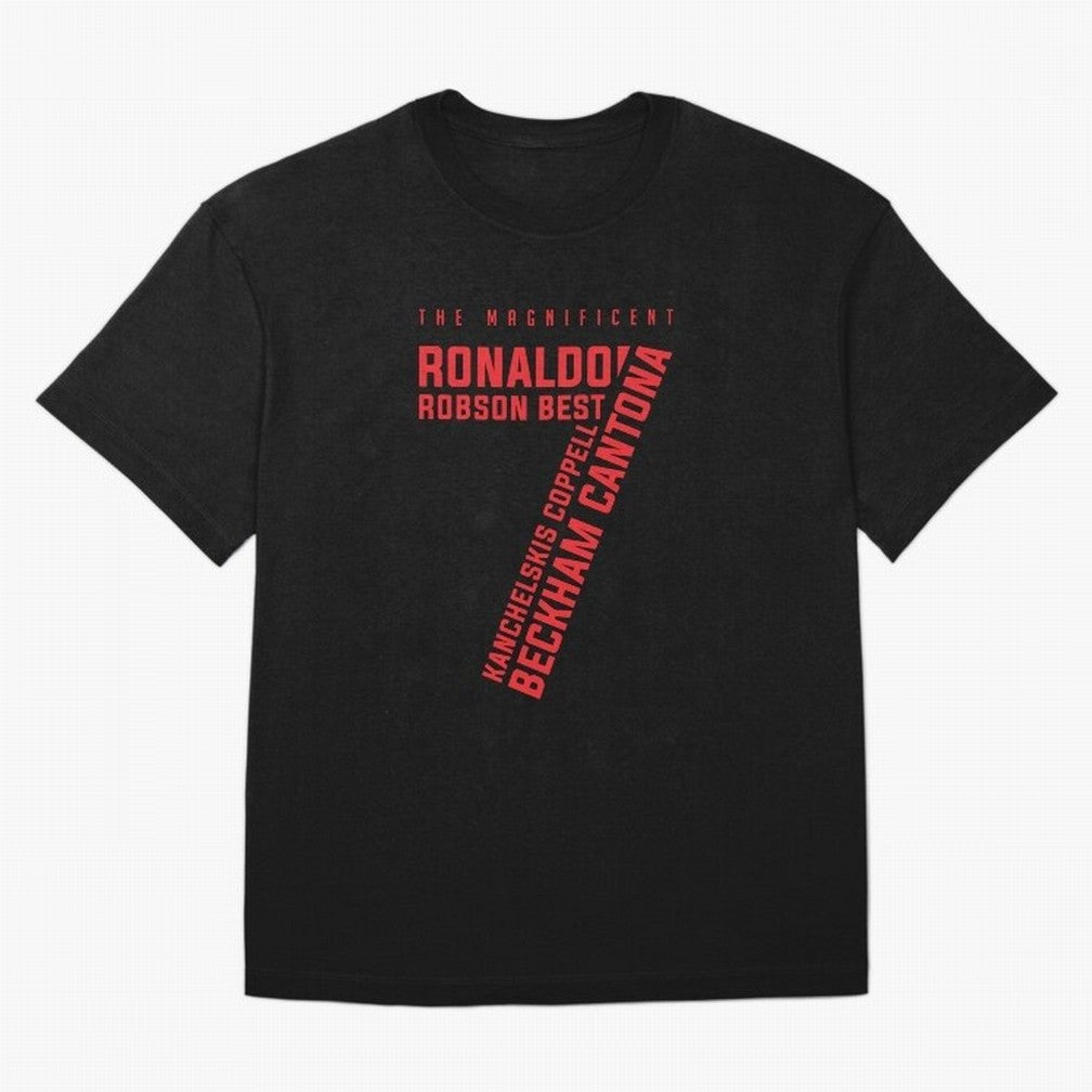 The Magnificent Seven - Man Utd Oversized T-Shirt Feel the Roar of FIFA World Cup 2026 Group Stage Made for Cristiano Ronaldo, France and Portugal Energy, Vintage Soccer Flavor, Modern Football Stars, National Flags and Final Night Emotion; Created