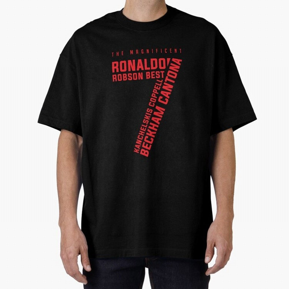 The Magnificent Seven - Man Utd Oversized T-Shirt Feel the Roar of FIFA World Cup 2026 Group Stage Made for Cristiano Ronaldo, France and Portugal Energy, Vintage Soccer Flavor, Modern Football Stars, National Flags and Final Night Emotion; Created