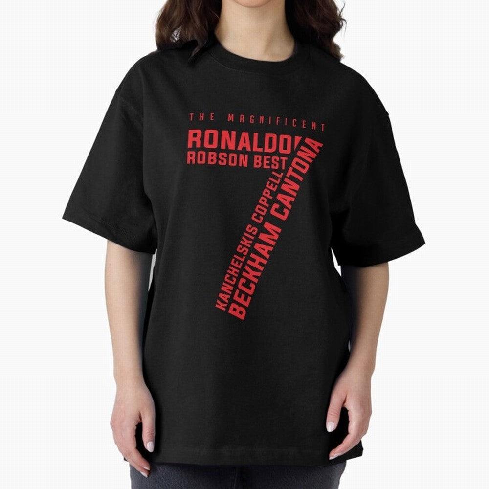 The Magnificent Seven - Man Utd Oversized T-Shirt Feel the Roar of FIFA World Cup 2026 Group Stage Made for Cristiano Ronaldo, France and Portugal Energy, Vintage Soccer Flavor, Modern Football Stars, National Flags and Final Night Emotion; Created