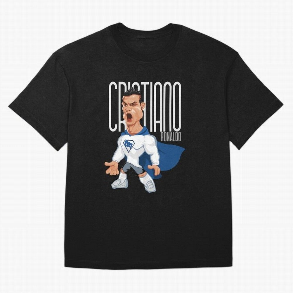 Commic Caricature of Cristiano Ronaldino 'CR7' Oversized T-Shirt Wear the Spirit of FIFA World Cup 2026 Driven by Messi and Cristiano Ronaldo, England, France and Netherlands Energy, Football History, Final Match Energy, Crowd Noise and Once in a