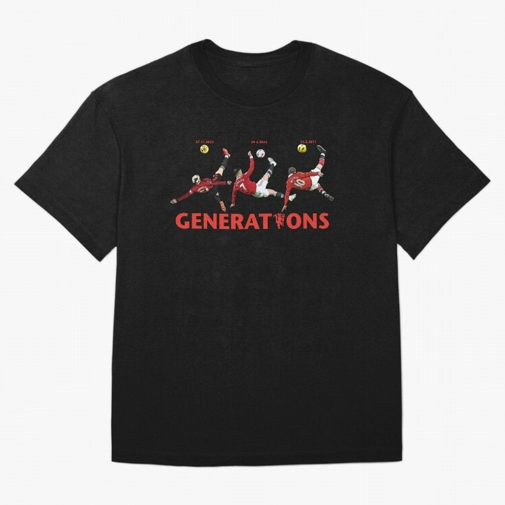 Generations of Manchester United Oversized T-Shirt Honor Match Day Hype around FIFA World Cup 2026, Haaland and Mbappe, France, Sports Nostalgia, International Competition, Famous Players and Unforgettable Victories; Perfect for Fans, Collectors,