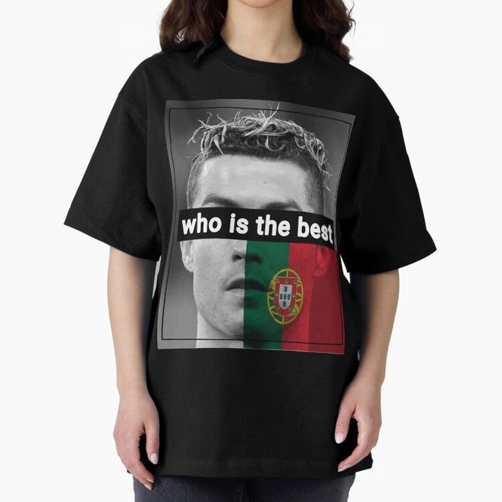 ronaldo Oversized T-Shirt Represent Football Lovers during FIFA World Cup 2026 Spirit, Celebrating Portugal, Spain and Germany, Messi, CR7 and Mbappe, Championship Spirit, Famous Goals, Roaring Crowds and International Football Unity; Made for