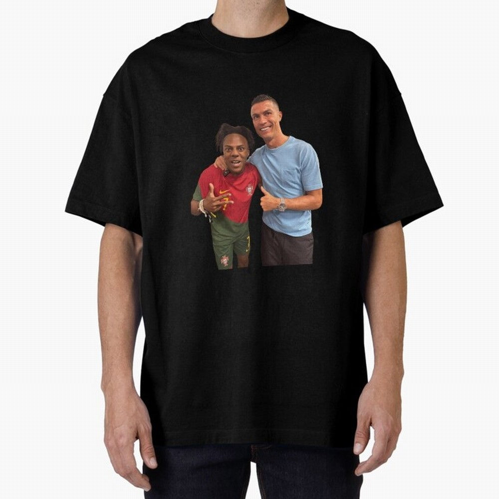 ISHOWSPEED MET RONALDO Oversized T-Shirt Honor Champions and Dreams in Global Football Passion for FIFA World Cup 2026 Group Stage, with Messi, CR7 and Mbappe, Brazil, Portugal and Argentina, Match Day Excitement, Supporter Culture, Golden Goals
