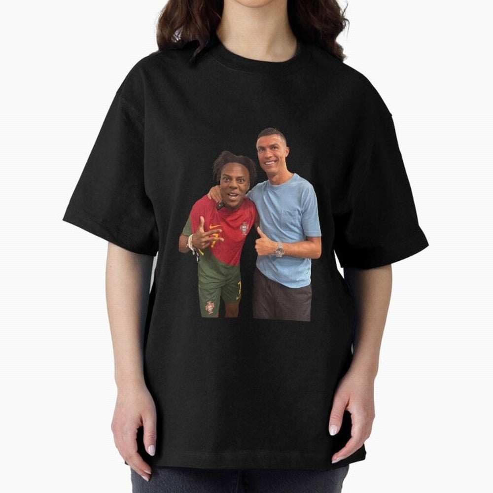ISHOWSPEED MET RONALDO Oversized T-Shirt Honor Champions and Dreams in Global Football Passion for FIFA World Cup 2026 Group Stage, with Messi, CR7 and Mbappe, Brazil, Portugal and Argentina, Match Day Excitement, Supporter Culture, Golden Goals