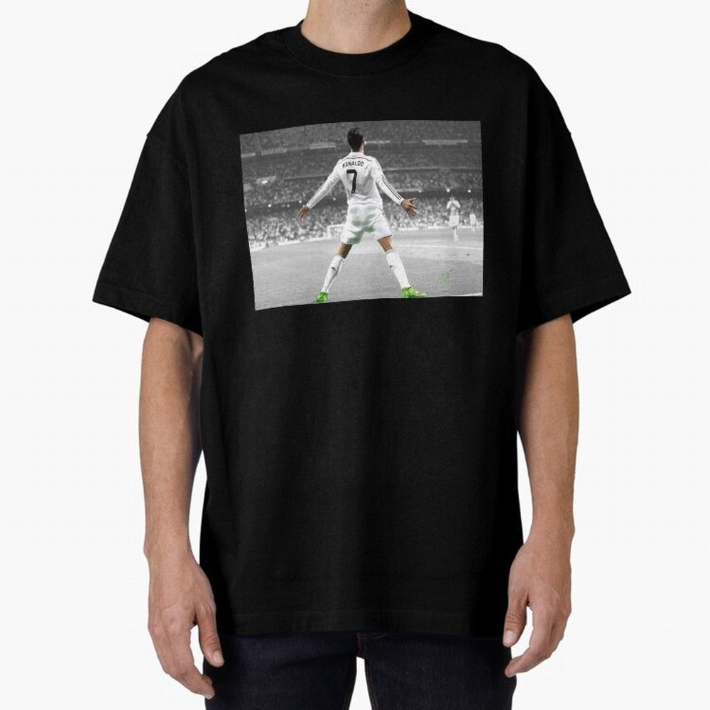 Cristiano Ronaldo 7 Oversized T-Shirt Honor Football Greatness during Global Football Passion for FIFA World Cup 2026 USA Canada Mexico, Inspired by Cristiano Ronaldo, Haaland and CR7, Portugal, Football Festival Excitement, Trophy Ambitions,