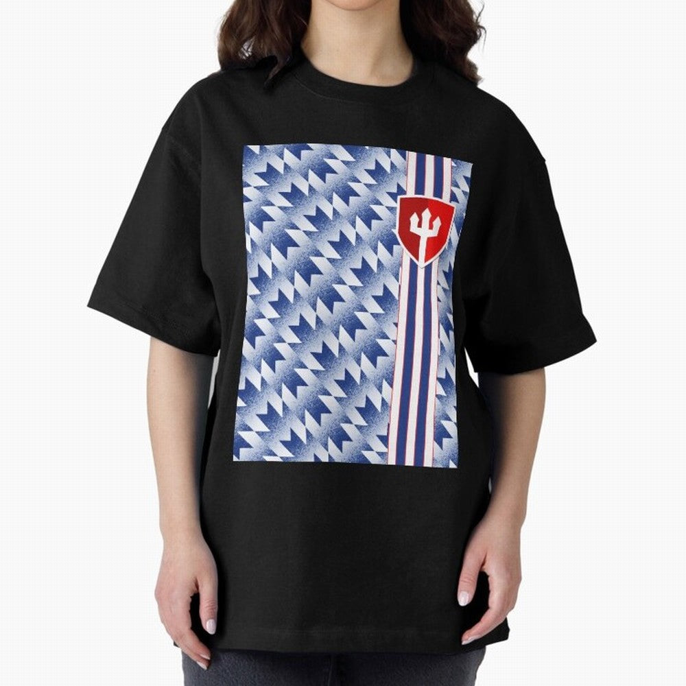 Manchester United 94 Away Jersey Pattern Oversized T-Shirt Spotlight Global Football Passion for FIFA World Cup 2026 Group Stage, Featuring Haaland and Mbappe, Portugal, Spain and Germany, Football Passion, Legendary Performances, Festival Vibes