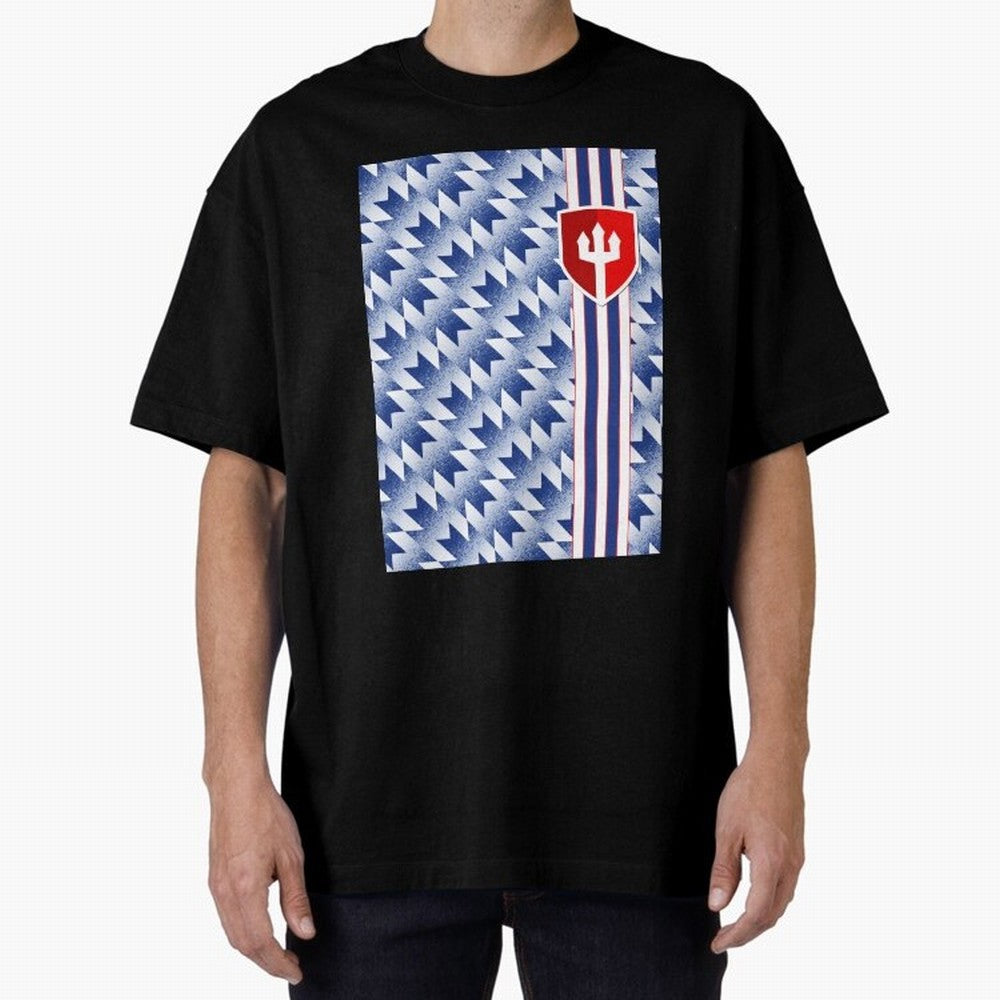 Manchester United 94 Away Jersey Pattern Oversized T-Shirt Spotlight Global Football Passion for FIFA World Cup 2026 Group Stage, Featuring Haaland and Mbappe, Portugal, Spain and Germany, Football Passion, Legendary Performances, Festival Vibes