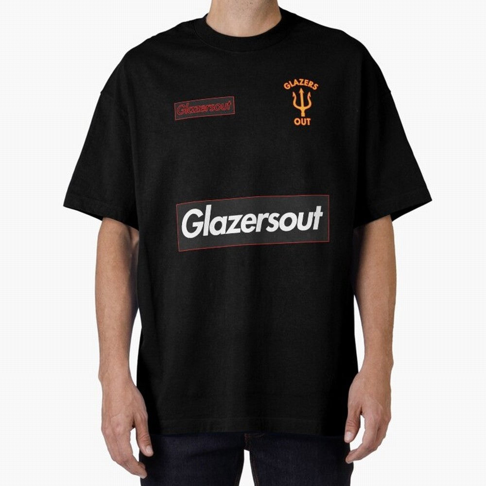 GlazersOut Red Manchester Kit V-Neck Oversized T-Shirt Show Passion for the Stars of FIFA World Cup 2026 Group Stage for Fans of CR7 and Spain and Netherlands, Bringing Global Supporter Spirit, Legendary Goals, National Colors and Tournament