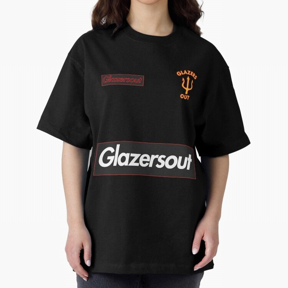 GlazersOut Red Manchester Kit V-Neck Oversized T-Shirt Show Passion for the Stars of FIFA World Cup 2026 Group Stage for Fans of CR7 and Spain and Netherlands, Bringing Global Supporter Spirit, Legendary Goals, National Colors and Tournament
