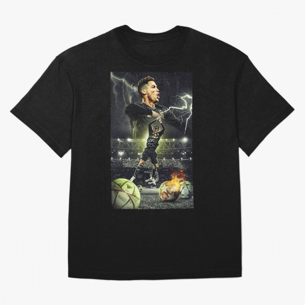 Ronaldo Illustration Oversized T-Shirt Honor Football Greatness during Match Day Hype around FIFA World Cup 2026, Mbappe, Portugal, Spain and Germany, Soccer Culture, Superstar Moments, National Team Dreams and Competitive Fire; Ideal for Fans Who